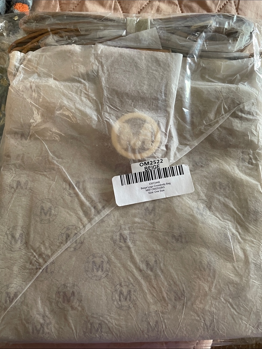 NWT MKF Collection Beige Logo Crossbody Bag